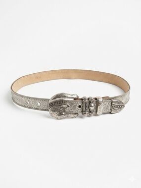 Streets Ahead Metallic Silver Mesh Western Belt Vintage Medium